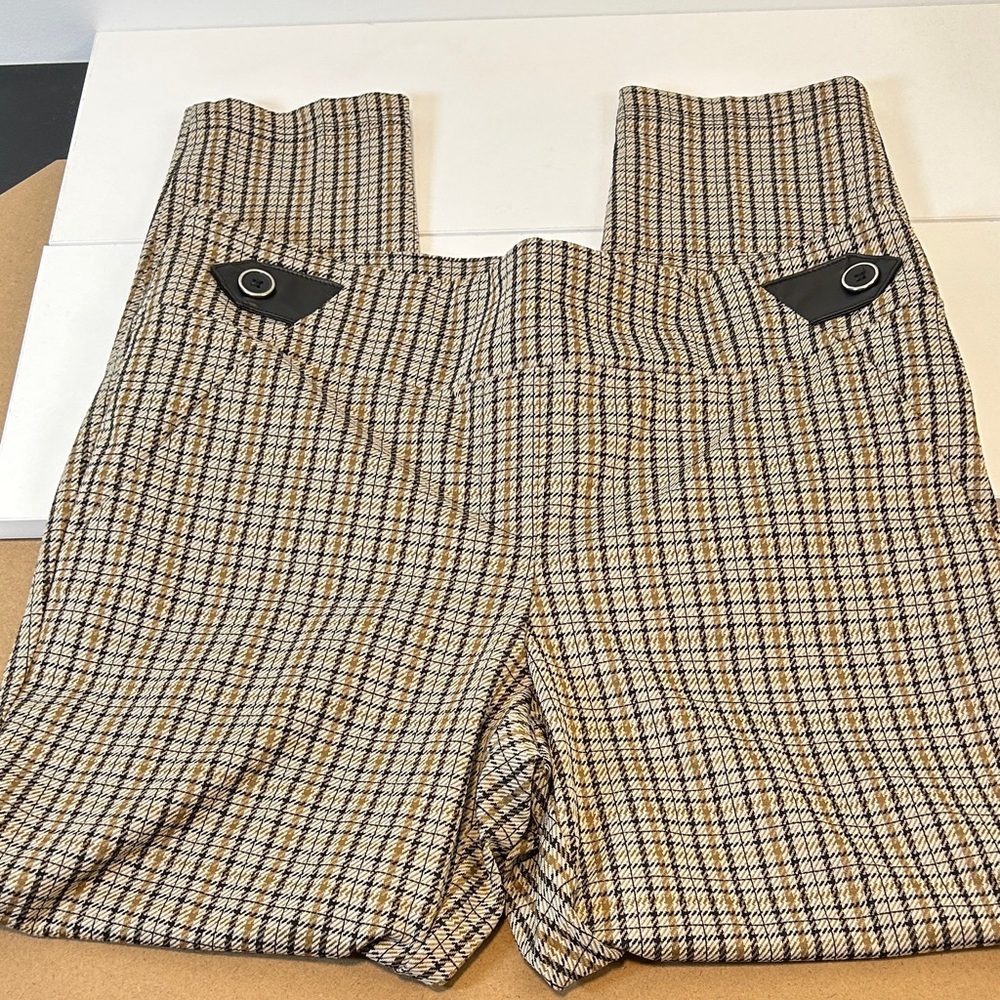Soho Apparel Ltd. Brown Plaid Ankle Pull On dress pants women’s Size Large - Picture 2 of 7